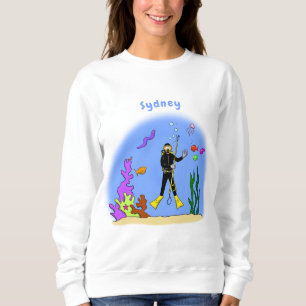 Sudadera Dibujante de buzo de buceo divertido y criaturas m