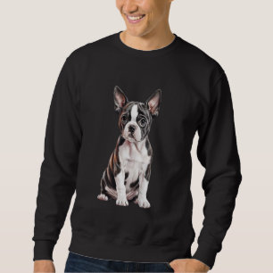 Sudadera Dibujo a lápiz de cachorro de Boston Terrier Arte