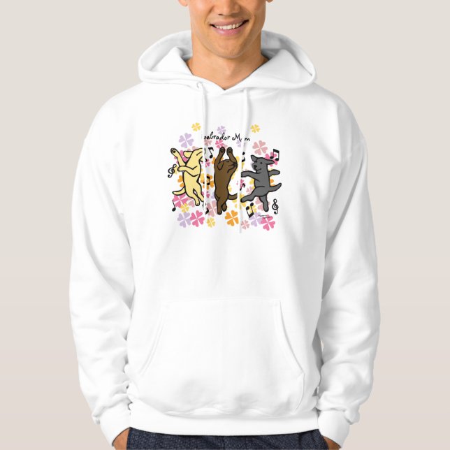 Sudadera Dibujo animado de baile feliz del trío de Labrador (Anverso)
