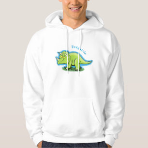 Sudadera Dibujo animado de dinosaurio triceratops verde fel