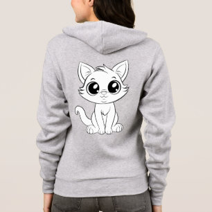 Sudadera Dibujo Animado de Gato Blanco Adorable-30853