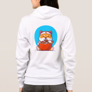 Sudadera Dibujo animado de Shiba Inu lindo comiendo fideos