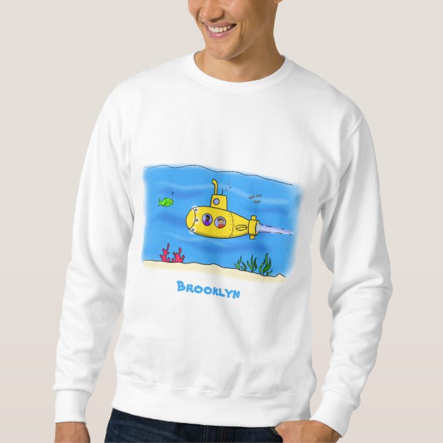 Sudadera Dibujo animado de submarino feliz (Anverso)