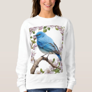 Sudadera Dibujo Animado Del Azulejo Montañés Con Syringa