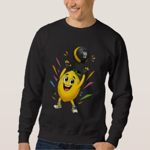 Sudadera Dibujo animado divertido de limón levantando pesas