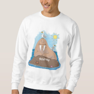 Sudadera Dibujo animado divertido de una morsa feliz