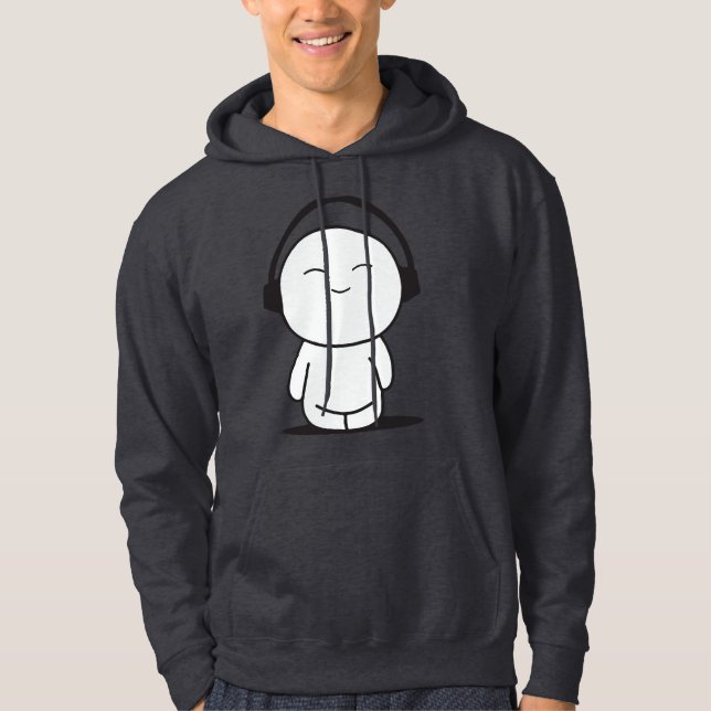 Sudadera Dibujo animado lindo de la música - auriculares (Anverso)