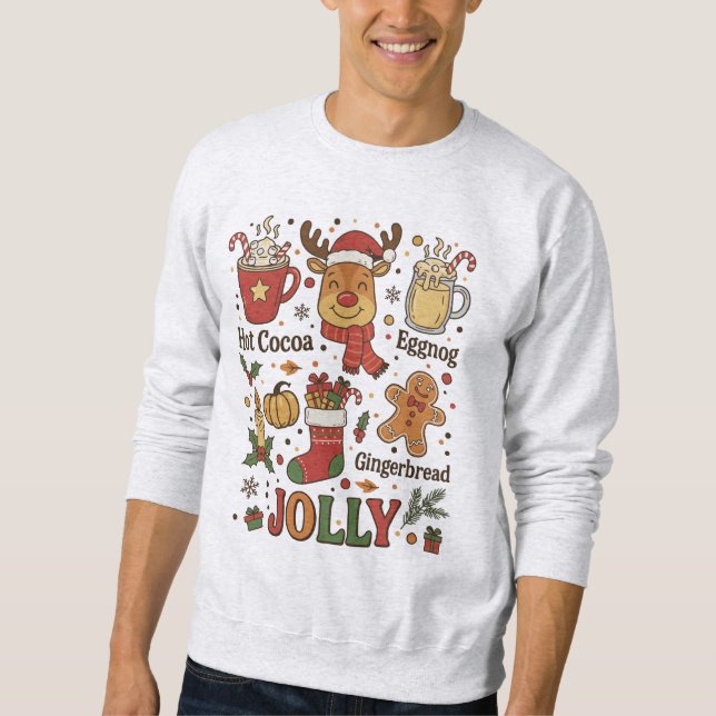 Sudadera Dibujo animado navideño retro alegre (Anverso)