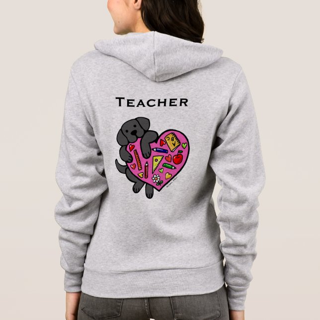 Sudadera Dibujo animado negro del corazón de Labrador y del (Reverso)