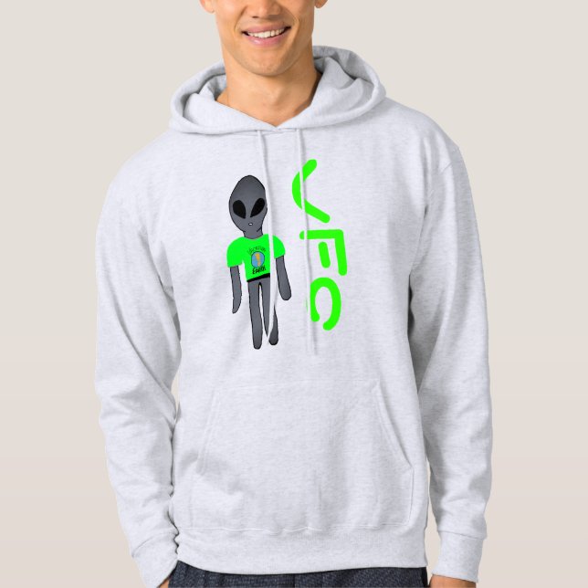 Sudadera dibujo animado ovni alienígena gris  (Anverso)