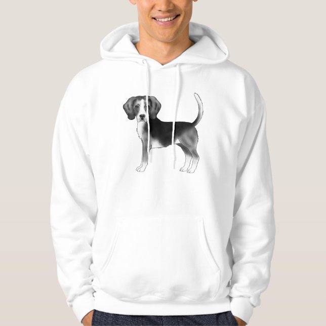 Sudadera Dibujo de adorable perro Beagle en blanco y negro (Anverso)