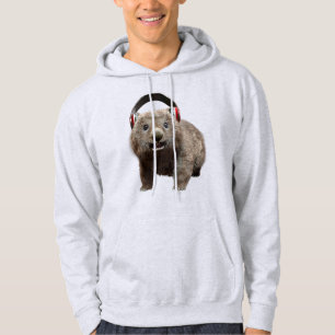 Sudadera Dibujo de adorable wombat con auriculares amante d