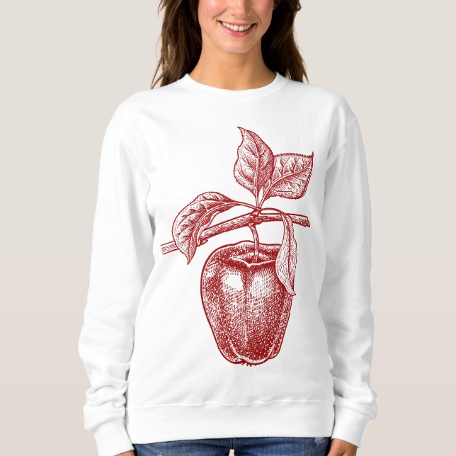 Sudadera Dibujo de Apple red Retro Vintage - Apple (Anverso)