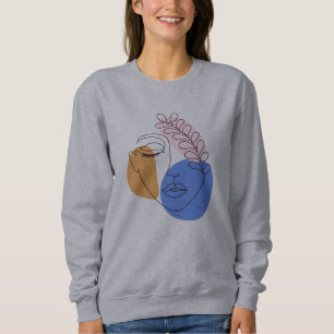 Sudadera Dibujo de arte de la línea de retrato facial mini