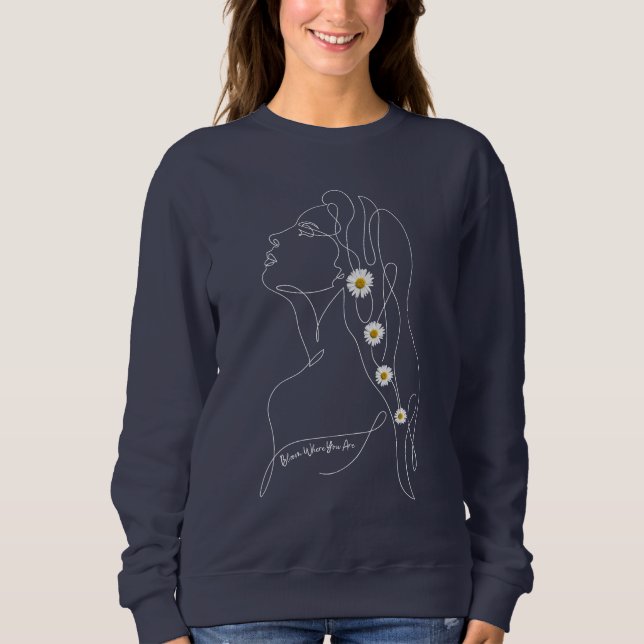 Sudadera Dibujo de arte de línea de mujer - Bloom donde est (Anverso)