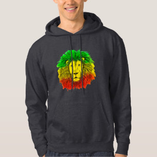 Sudadera Dibujo de cabeza de león Rasta rojo amarillo verde