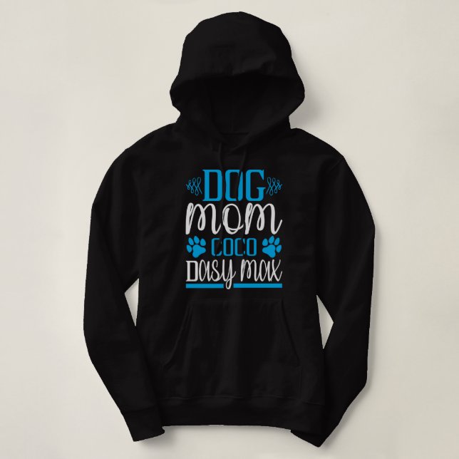 Sudadera Dibujo de diseño azul de Dog Mom Coco Dasy Max (Diseño del anverso)