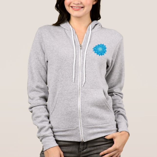 Sudadera Dibujo de flor Lotus de vidrio azul (Anverso)