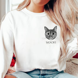Sudadera Dibujo de mano personalizado de gato de tabla
