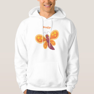 Sudadera Dibujo de mariposa naranja alegre y linda en estil