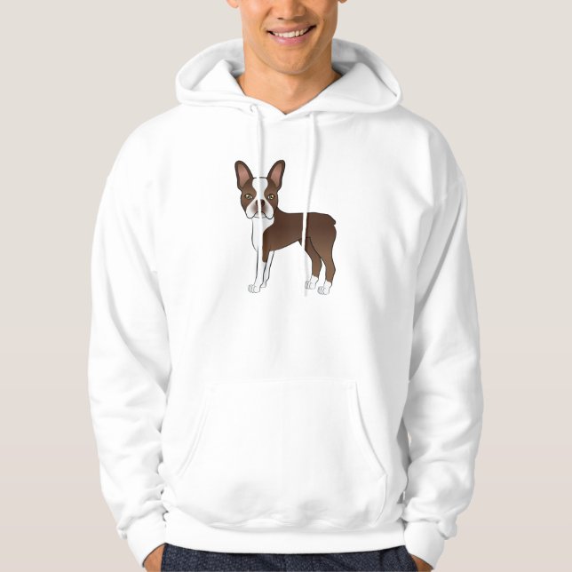 Sudadera Dibujo de perro adorable y aburrido de Boston (Anverso)