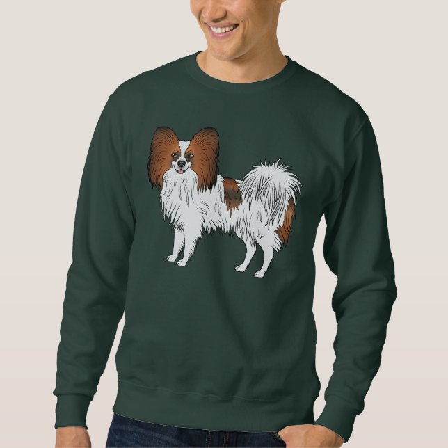 Sudadera Dibujo de perro Papillon de color rojo sabelo lind (Anverso)