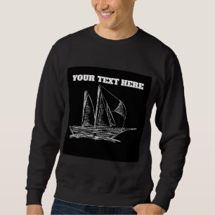 Sudadera Dibujo de velero retro vintage texto personalizado