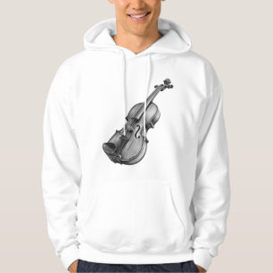 Sudadera Dibujo de violín boceto en blanco y negro