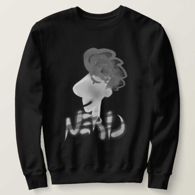 Sudadera Dibujo del Personalizado de Guay Funny Nerd Guy (Anverso del diseño)