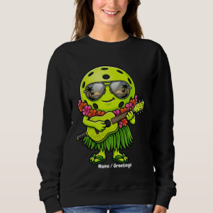 Sudadera Dibujo divertido de hula pickleball mascota hawaia