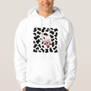 Sudadera Dibujo Estético Kawaii de Vaca con Fresas Lindas
