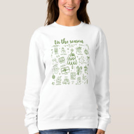 Sudadera Dibujo Verde Caprichoso a Mano