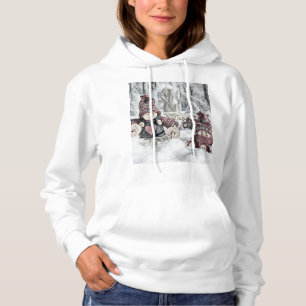 Sudadera Dibujo vintage de los gnomos en la nieve