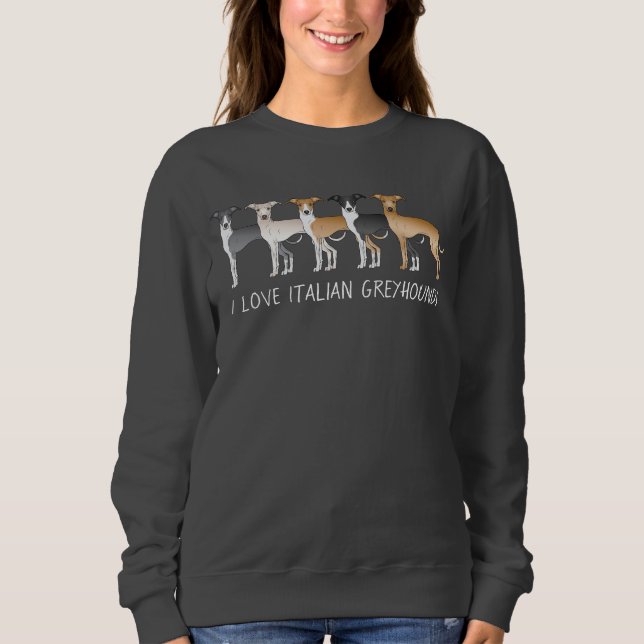 Sudadera Dibujos Animados de Galgos Italianos con Texto Per (Anverso)