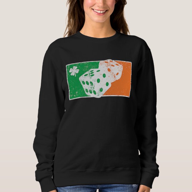Sudadera Dice Game St Patrick's Day Irish Flag C Distressed (Anverso)