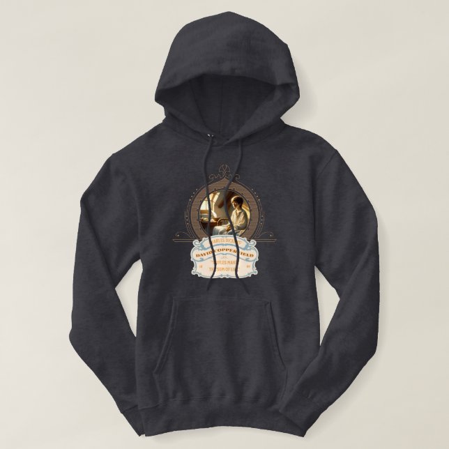 Sudadera Dickens' Copperfield Quote Gold Blue Hoodie (Diseño del anverso)