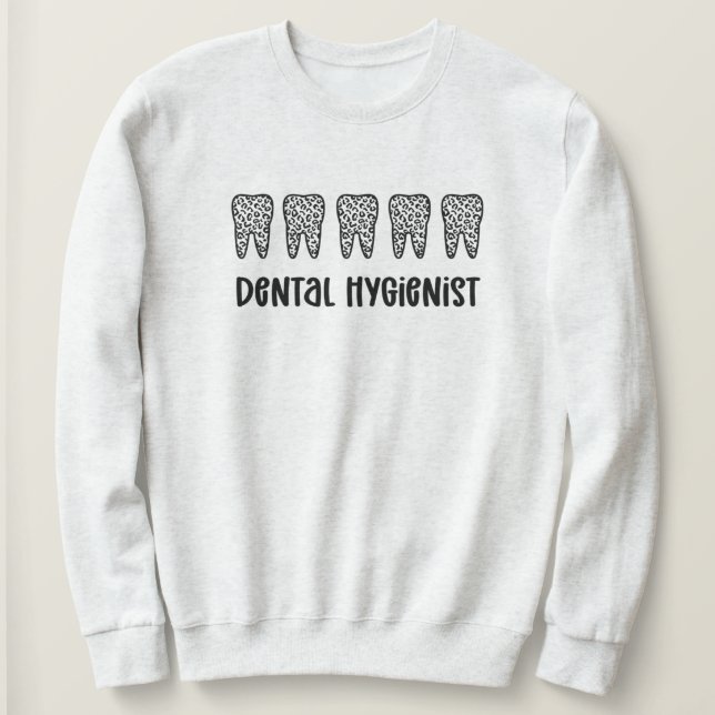 Sudadera Dientes de impresión de leopardo higiénico dental (Anverso del diseño)