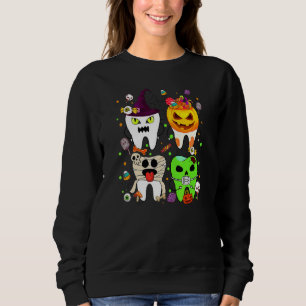 Sudadera Dientes Fantasma Calabaza Bruja Lindo Dental Hallo