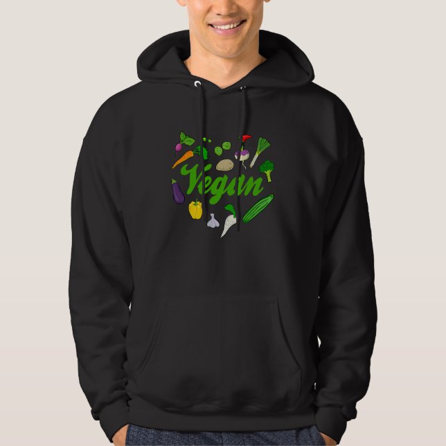 SUDADERA DIETA VEGANA DECORACIONES DE CORAZÓN DE VERDURAS S (Anverso)