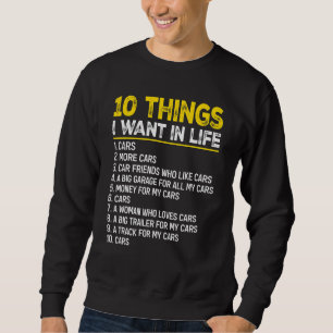 Sudadera Diez cosas que quiero en mi vida Más coches Mecán