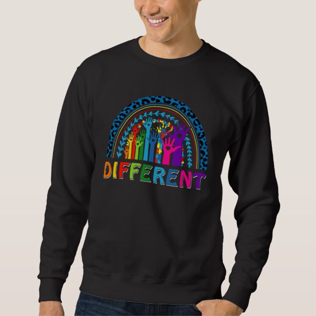 Sudadera Different Puzzle Raise Hand Leopard Rainbow Autism (Anverso)