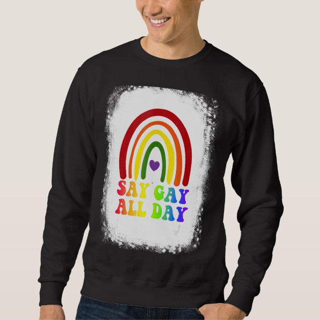 Sudadera Diga Gay All Day Orgullo transgénero arcoiris (Anverso)