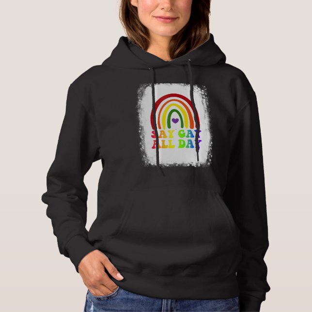 Sudadera Diga Gay All Day Orgullo transgénero arcoiris (Anverso)