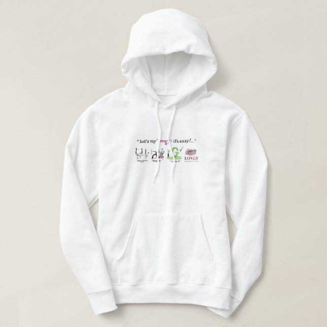 Sudadera "Digamos longy" Guía de pronunciación Hoodie (Diseño del anverso)