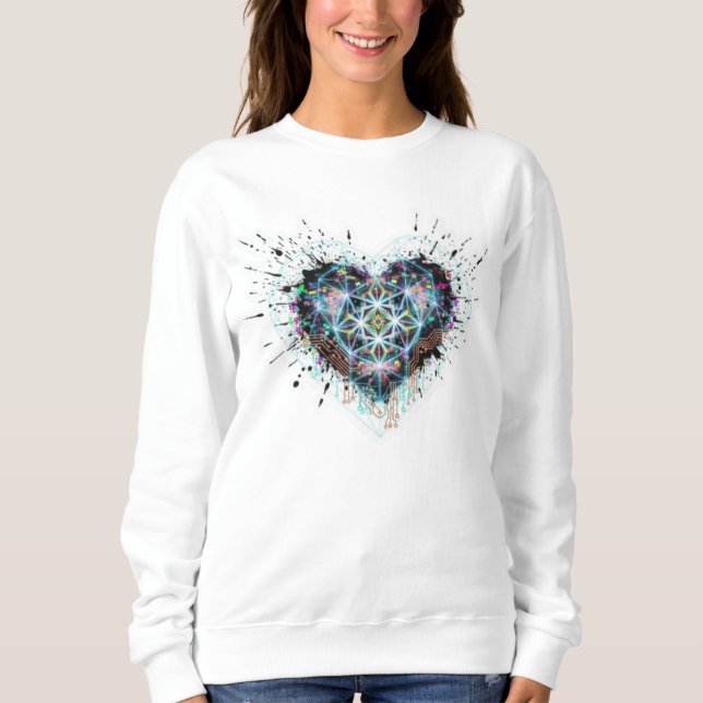 Sudadera Digital Heart Sacred Geometry Heart Design  (Anverso)