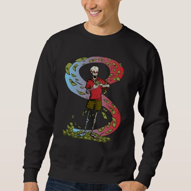 Sudadera dinero dólares esqueleto gastando (Anverso)