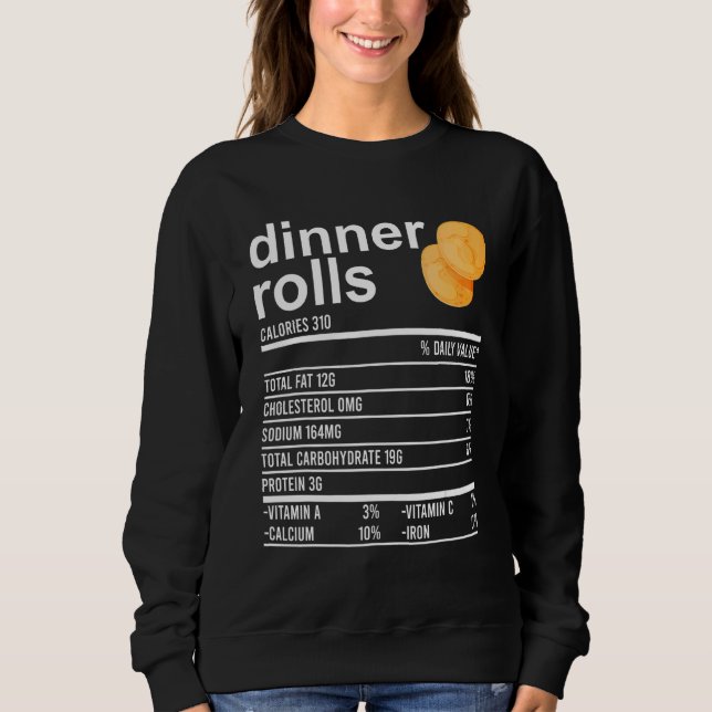 Sudadera Dinner Rolls Nutrition Facts Apparthankding (Anverso)