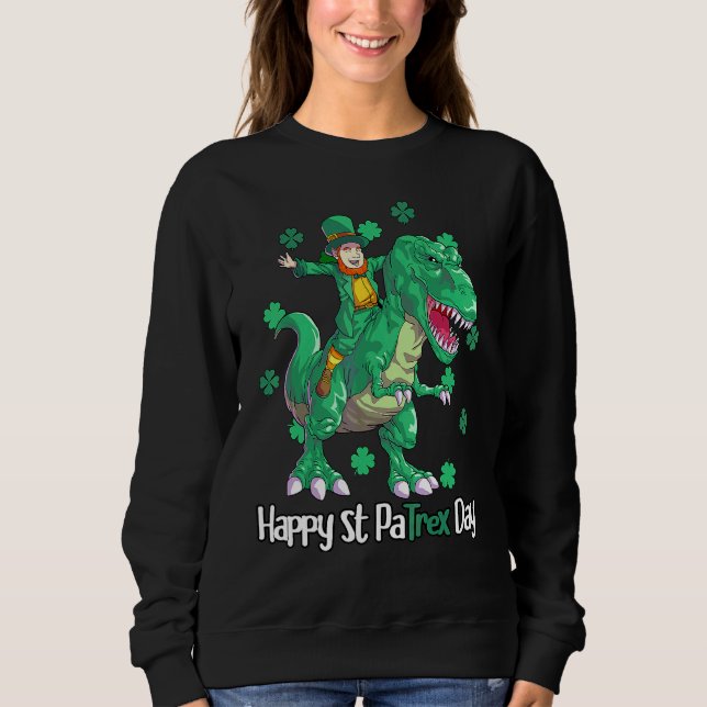 Sudadera Dino St Patricks Day Niños niños pequeños Leprecha (Anverso)