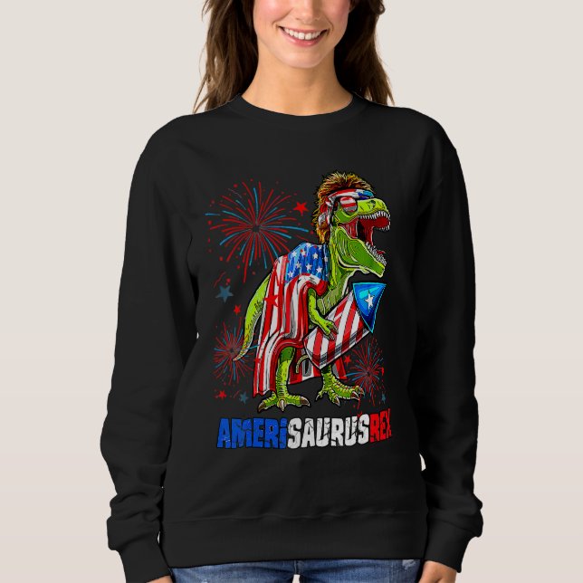 Sudadera Dinosaur 4th Of July Amerisaurus Rex American Flag (Anverso)