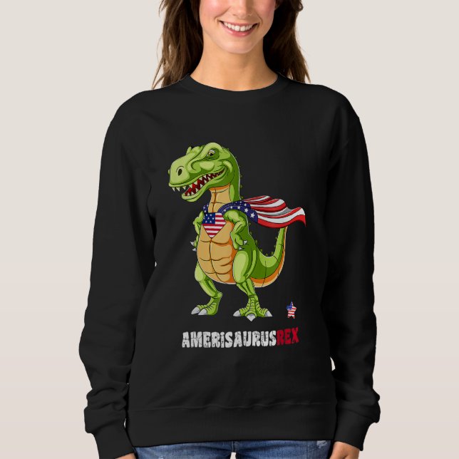 Sudadera Dinosaur 4th Of July Kids Boys Men Amerisaurus T R (Anverso)